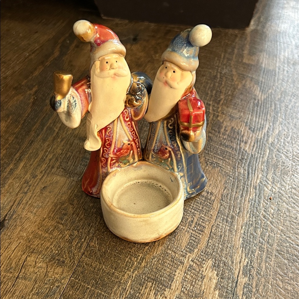 Santa St Nicholas Tea Light Christmas Holiday Decor‎ Candle Holder Porcelain
